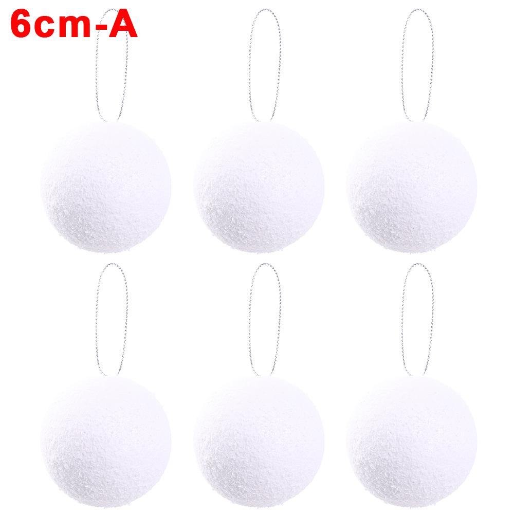 24/6Pcs White Christmas Balls Ornaments Round Foam Balls DIY Xmas Tree Hanging Pendant Ball Home Xmas New Year Party Decorations