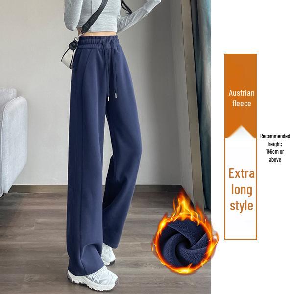 Women's Wide-Leg Velvet Sweatpants - Height-Enhancing Banana Sports Pants for Autumn/Winter 2025
