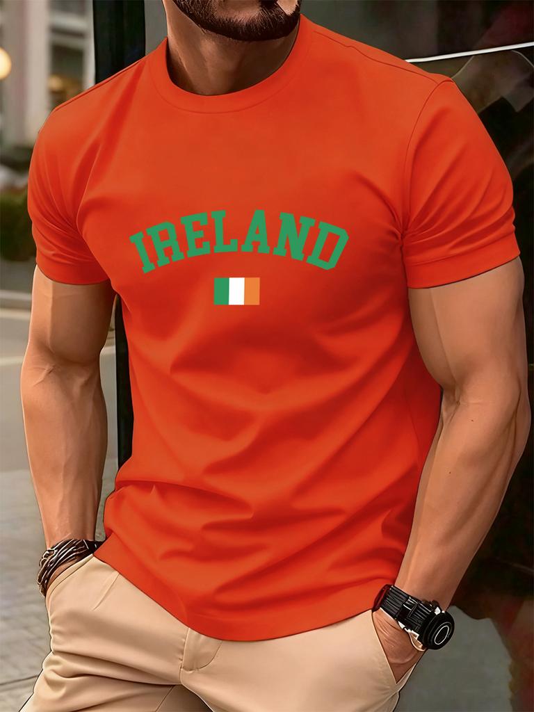 Ireland Text With Flag Prints MenS TShirt Cotton Summer Soft Oversized Tops ONeck Short Sleeve T Shirt Casual Mens Clothes