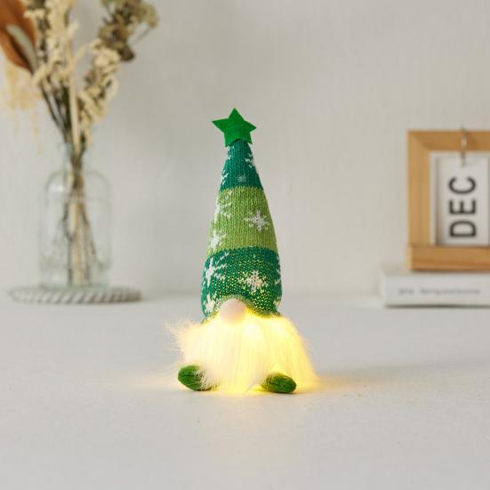 Lighted Christmas Gnome Decoration Mini Christmas Plush Gnome Figure Light Up Swedish Tomte Doll for Winter Tabletop Decor