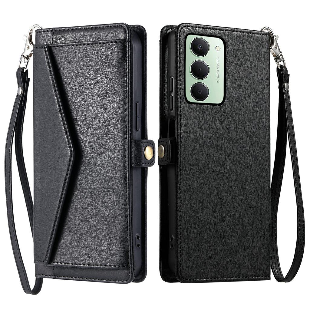 For Xiaomi Redmi 15 5G (EU) (171mm)/4G (EU) (171mm) Leather Case with Wrist Strap Wallet Stand Phone Cover