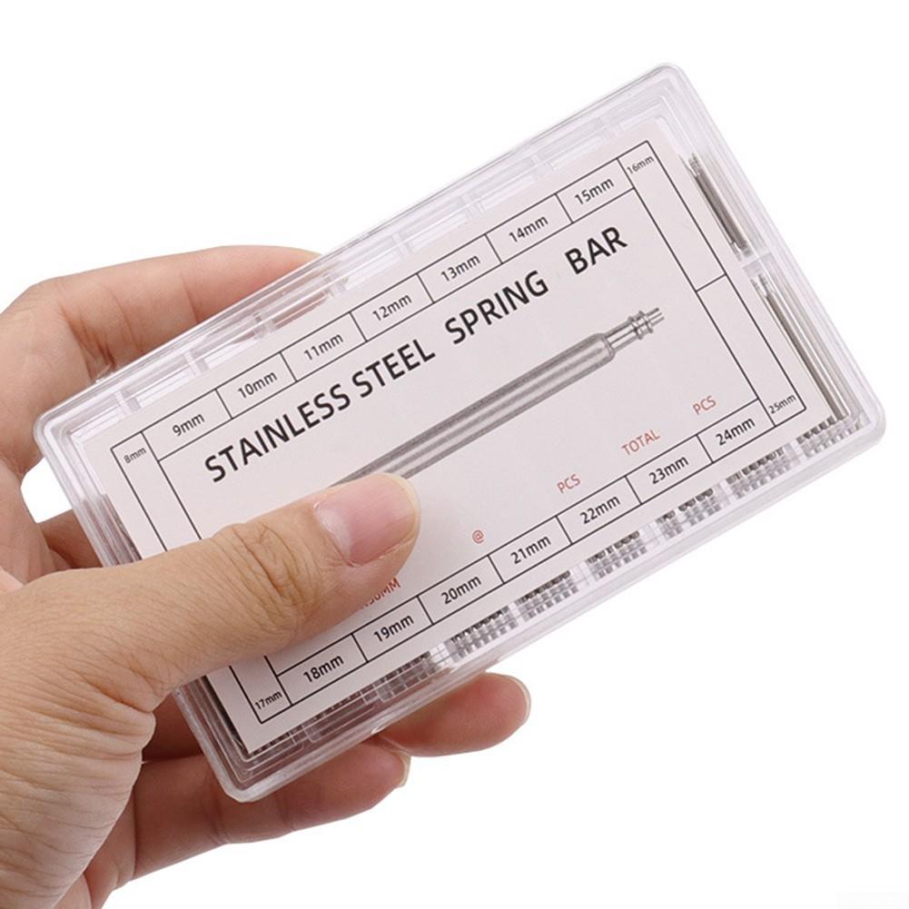 Kit de pinos de pulseira de relógio de aço inoxidável, barras de mola, conjunto de ferramentas de reparo, 144 peças