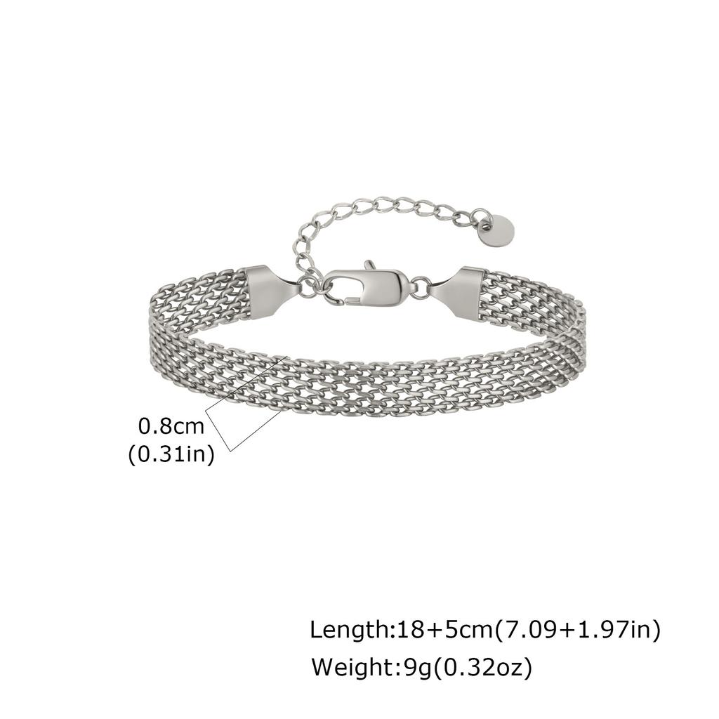 3/8mm Mesh Strap Chain Bracelet for Men Boys,Stylish Stainless Steel Adjustable Wristband,Simple Minimalist Jewelry Gift
