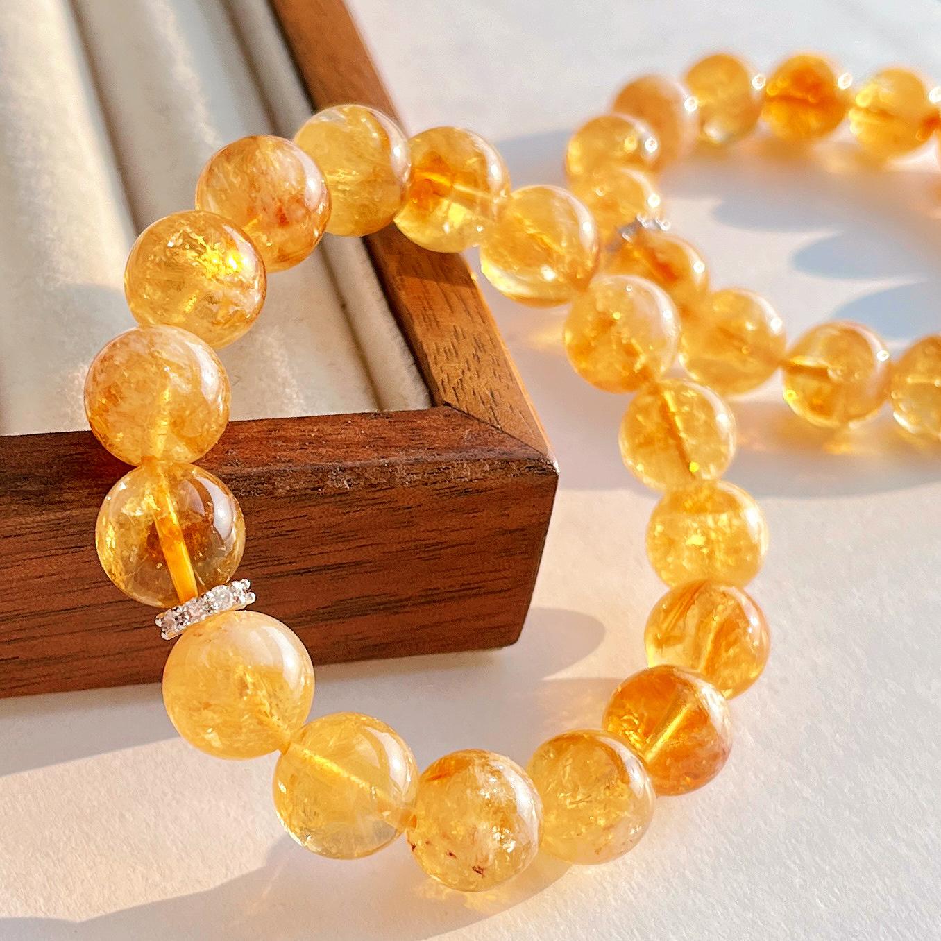 12Mm Large Particle Natural Citrine Design Bracelet Bracelet.