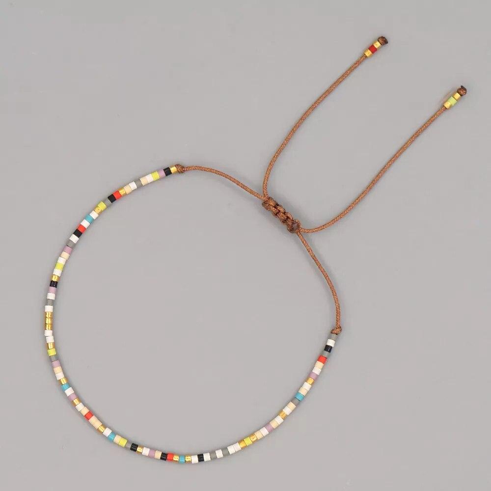 Boho Beaded Bracelets Simple Thin Bracelet Bohemian Style Hand Woven Bracelet For Women Jewelry