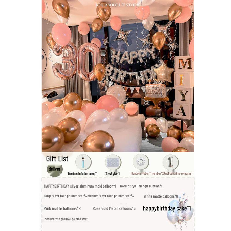Romantic Birthday Surprise Decorations: Balloons and Background for Girls & Boyfriends