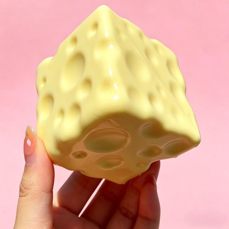 6cm Cheese Cube Stress Ball Squishy Toy Simulated Cheese Slow Rising Fidget Toy ASMR Sensory Anti-Stress for Friends Gift