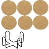 6Pcs Heat-resistant Woven Round  Coaster Set with Holder Tableware Mat Cup Coaster  Household