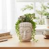 Resin Buddha Head Flower Pot Desktop Ornament Planter Statue Style Succulent Planter Modern with Drainage Hole Plant Container