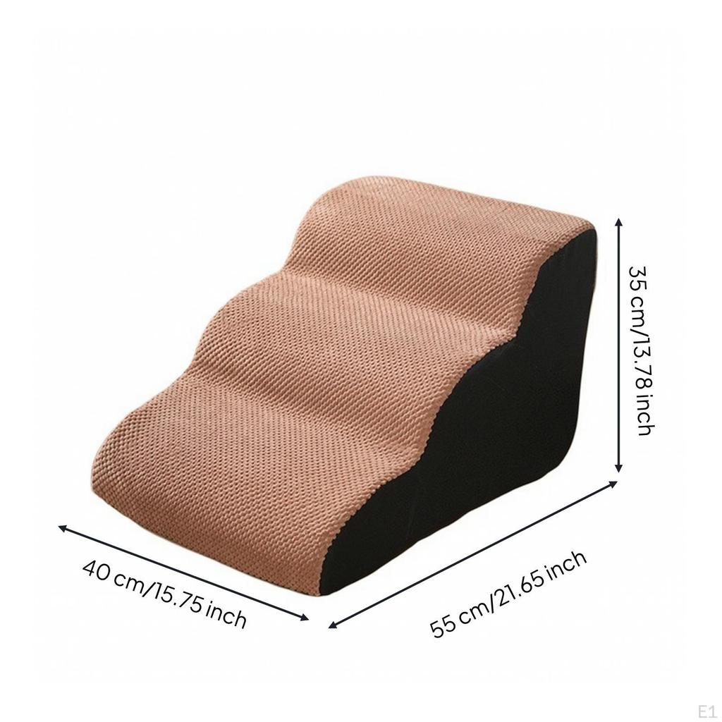 Foam Pet Stairs Non-Slip Dog with Removable Cover Low-Angle for Bed, Cats