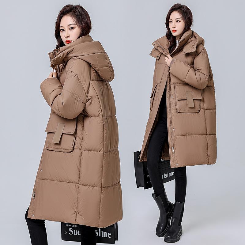 Cotton Jacket Women's Mid-Length 2025 New Winter Korean Version Loose Thickened Cotton Jacket Over the Knee Bread Jacket Korean Jacket