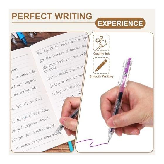 PATIKIL 10 Pcs 0.5mm Gel Pens, Knock Type Dark Purple Gel Ink Medium Point Rollerball Pens, Smooth Writing Quick Dry for Journaling, Note Taking,