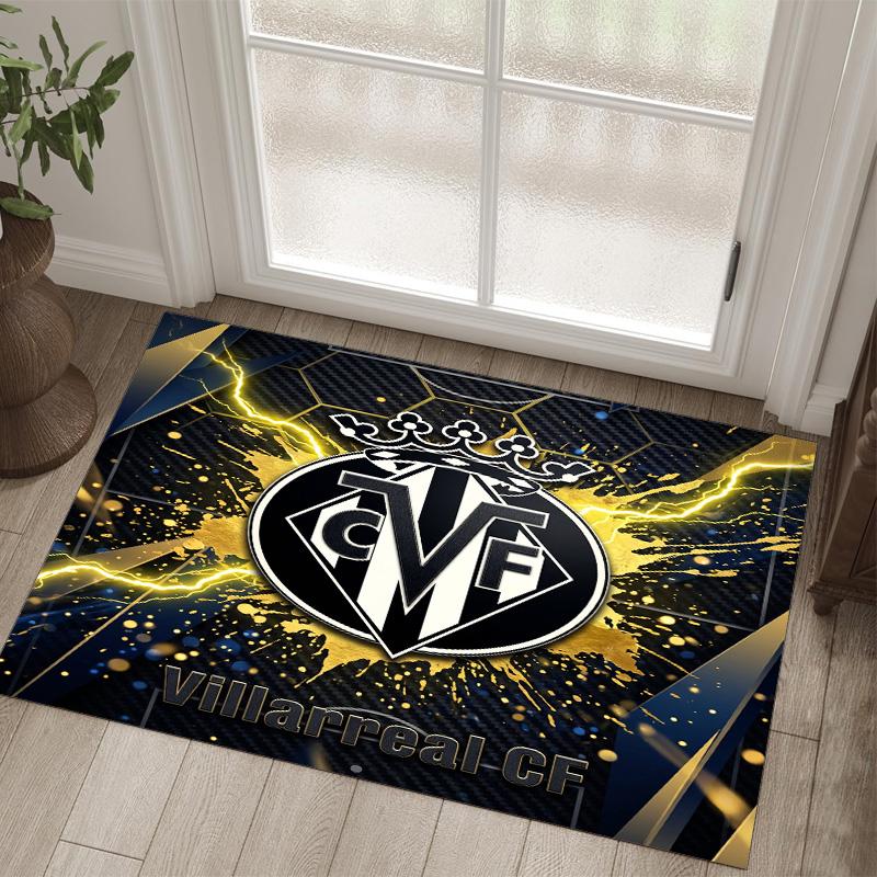 Villarreal FC Design Crystal Velvet Carpet Cozy Non?Slip Printed Rug For Bedroom Living Room Entrance
