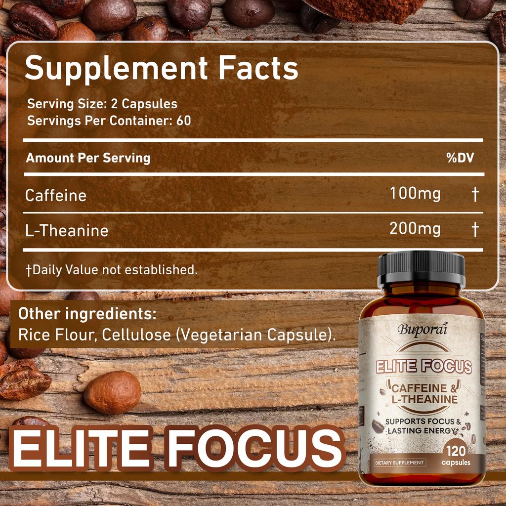 Caffeine capsules containing L-theanine provide focused energy, enhance cognitive abilities, and are suitable for adults.