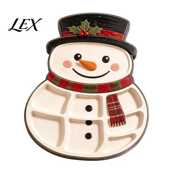 Festive Fruit Dish with Compartments Christmas Tree Serving Platter, Wooden Snack Tray for Holiday Parties, Multi-Compartment Food Display Creative