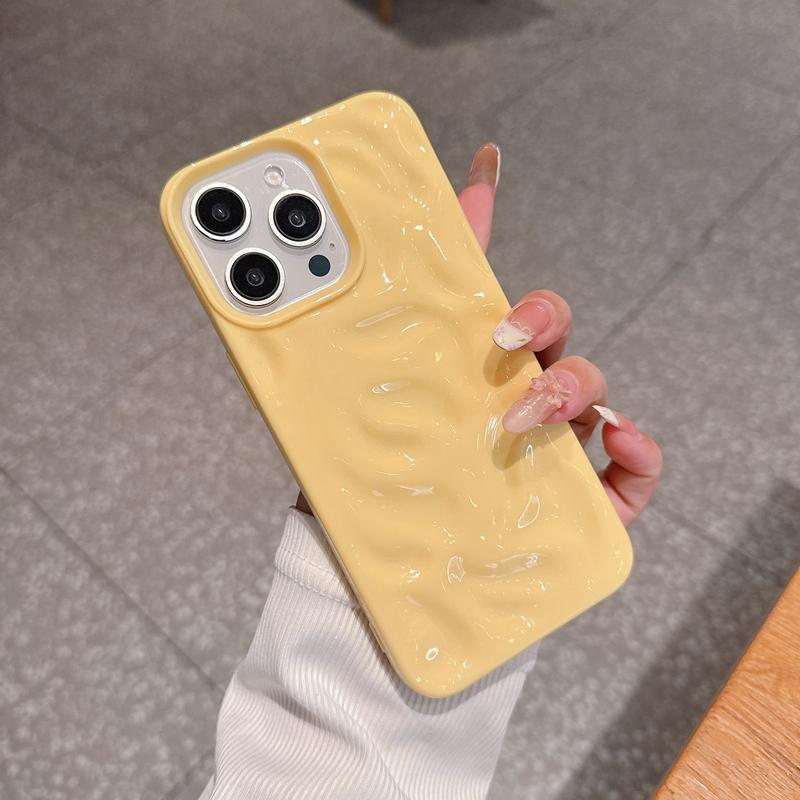 Luxury Soft Silicone Wave Fold Pattern Phone Case For iPhone 17 Air 11 12 13 14 15 16 17 Pro Max Plus Candy Bumper Back Cover