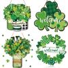 Shamrock Decoration For Patrick's Day Parties With Wooden Frame And Green Leaf Festival Spring Accessory