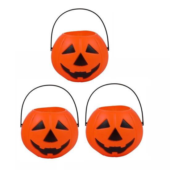 Feiertagsdekoration Requisiten 1/2/3 Stück Halloween Kürbis Süßigkeiten Eimer, Süßes oder Saures Halter Korb, Korb Jack-O-Lantern Süße Snack Eimer mit