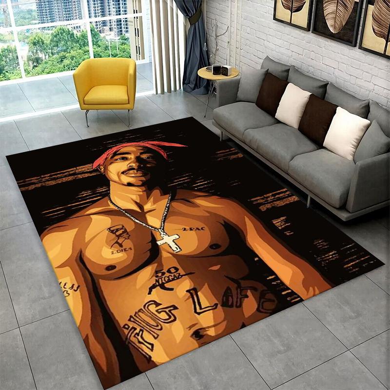Rapper Eminem Tupac 2pac Hip Hop Rap God Carpet Rug for Playroom Bedroom Living Room Sofa Home Decor,kid Area Rug Non-slip