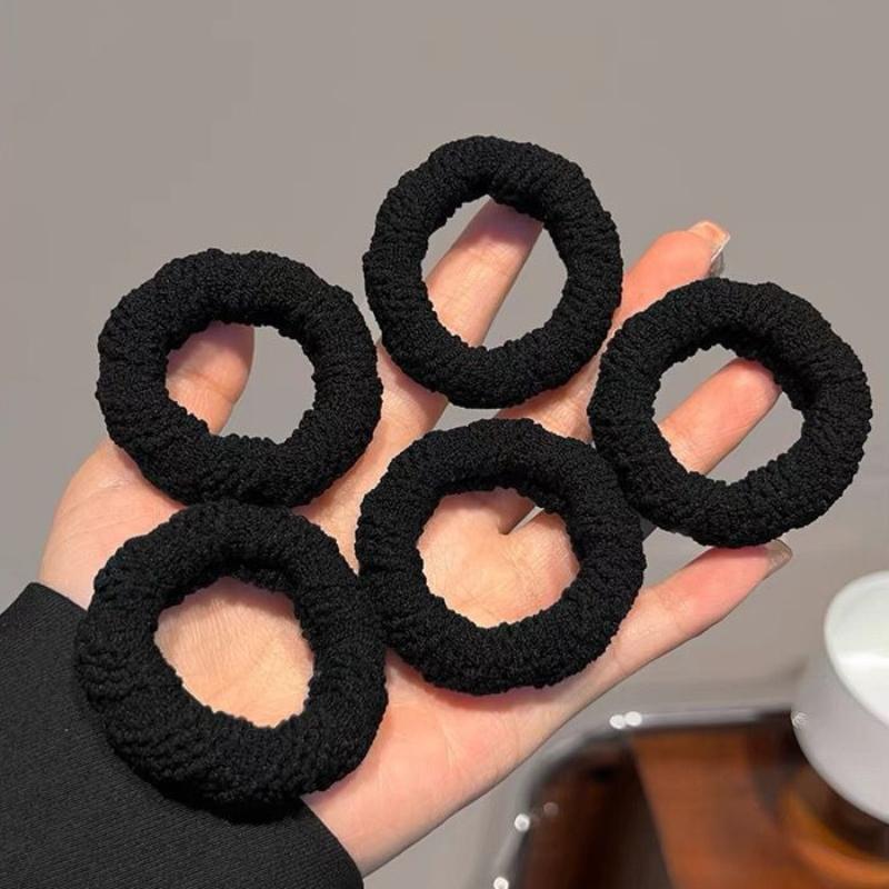 5pcs/Set Mixed Color Thick Hair Ties Soft Seamless Towel Scrunchies Women Girls Elastic No Damage Ponytail Holders Rubber Band