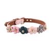PU Leather Rhinestone Pet Neck Strap Rhinestone Decor Flower Ornament Flower Dog Neck Strap Soft Touch Adjustable