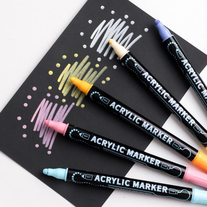 Acrylic Marker 36/60 Colors Dual Tip Paint Pens for Rock Wood Canvas Glass Ceramic Art Supplies