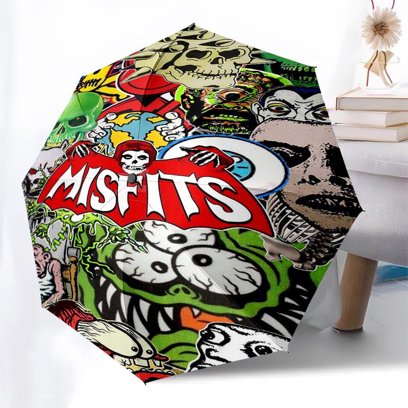 1pc Misfits Horror Automatic Open, Windproof, Compact Travel Umbrella, Gift for Birthday, Christmas, Business 93031