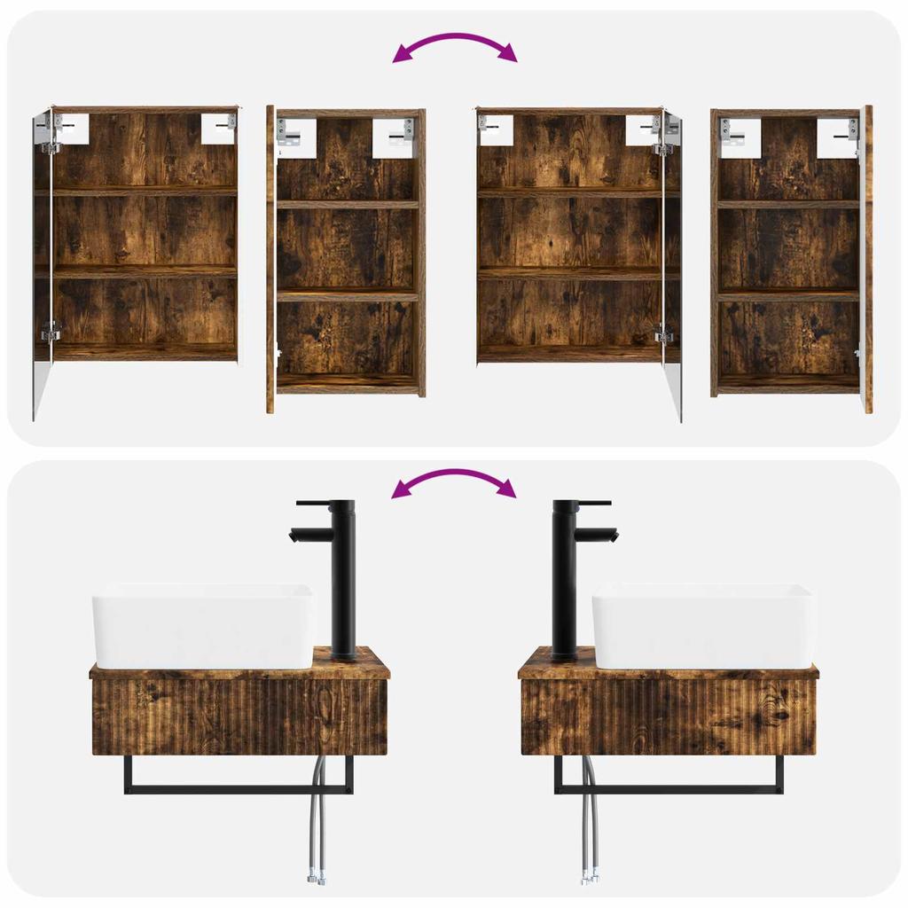 Bathroom Furniture Set 5 pcs Smoked Oak