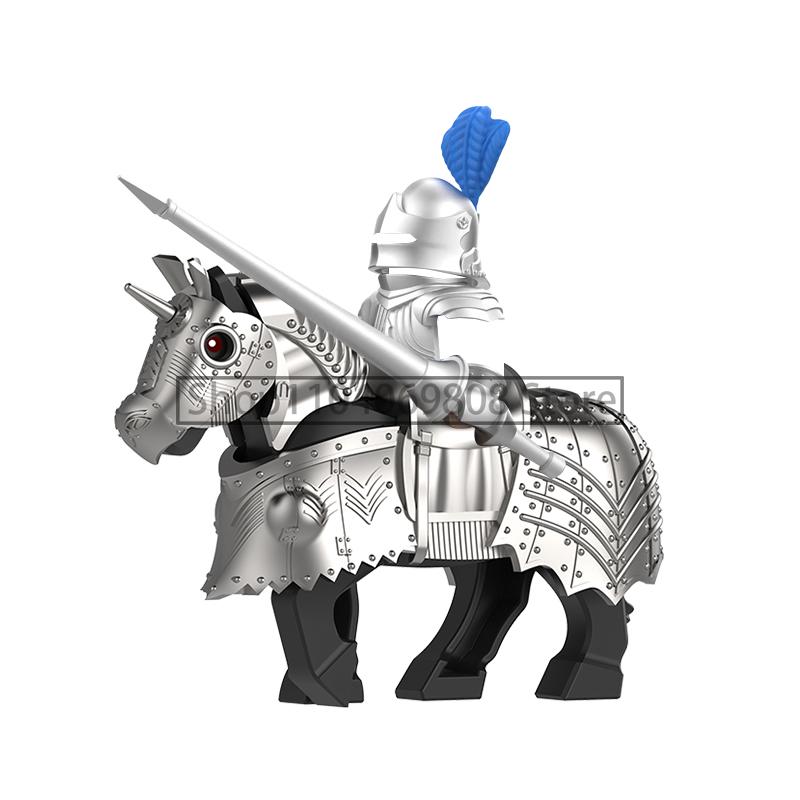 MOC Medieval Military Figures Building Blocks Castle Militia Soldier Dragon Gothic Knight Helmets Swords Shield Bricks Toys N06