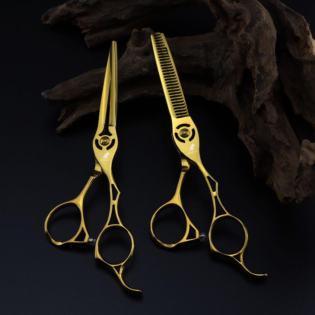Gold 6.0 Nimpson Gold Hollow Hair Scissors, Haircut Tooth Scissors, Thin