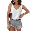 Dames Tanktop met V-hals, Mouwloos, Effen Kleur, Satijn
