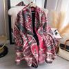 Ethnic Printed Faux Cashmere Scarf Winter Warm Thick Shawl For Women