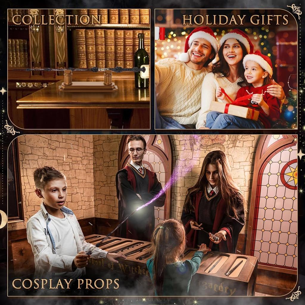 [Meccol] Dumbledore's Elder Wand Set - Costume Accessory, Magical Prop, Harry Potter Wand, Steel Core, High-Precision Engraving, Durable, Includes