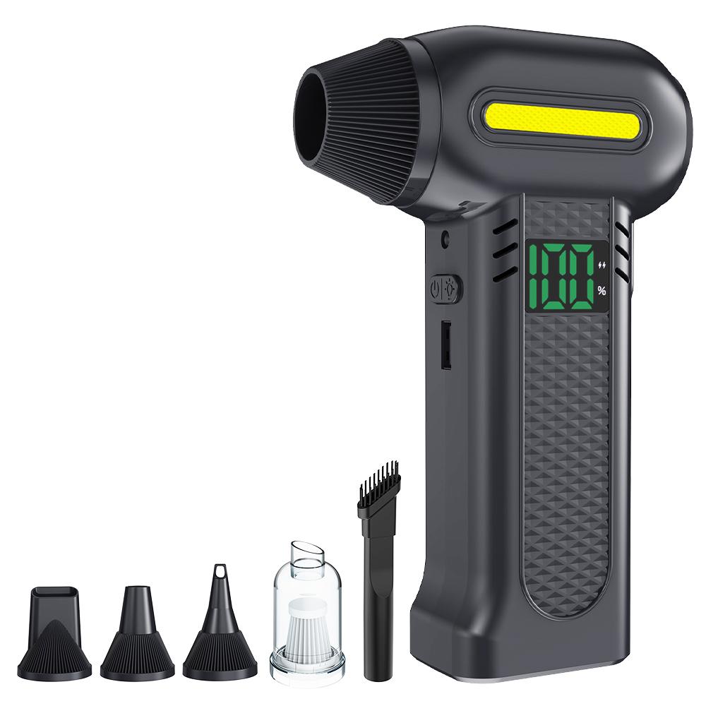

5 Gears Adjustable Jet Fan Multi Outlet Nozzles Turbo Blower Strong Blowing Type-C Charging 200000RPM Cordless Car Snow Removal Electric Air Duster black