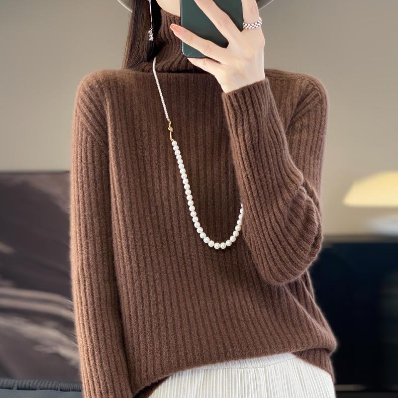 Women Sweater 100% Wool MODERN NEW SAGA Turtleneck Knit Pullover Thick Winter Jumpers Female Knit Tops