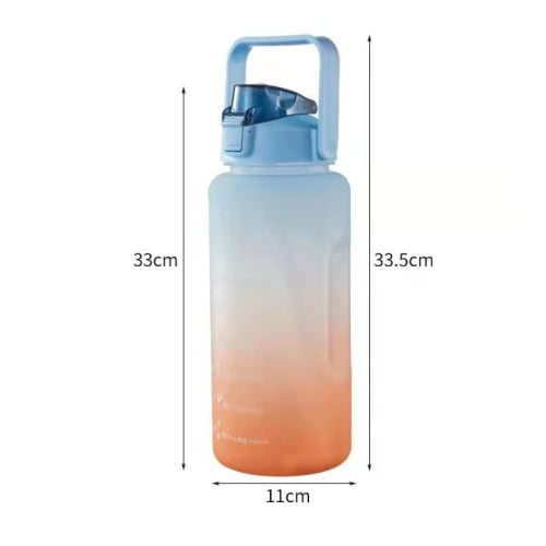 Zorte Water Bottle, Large Capacity 2L with Time Marker, Ultra Lightweight, Cold and Heat Resistant, Portable, Leak-Proof, BPA-Free, Unisex, Adults and