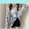 Summer Girl Ice Silk T Shirt With Gradient Dye Long Sleeve Lightweight For Casual Wear