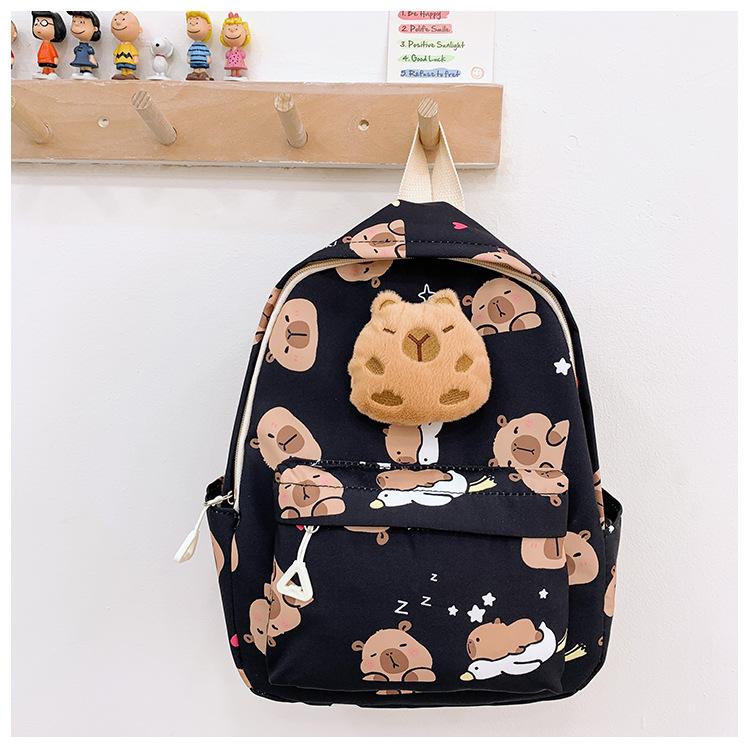 

School bag New Kapibara cartoon bag for boys and girls Casual and lightweight book bag чёрный