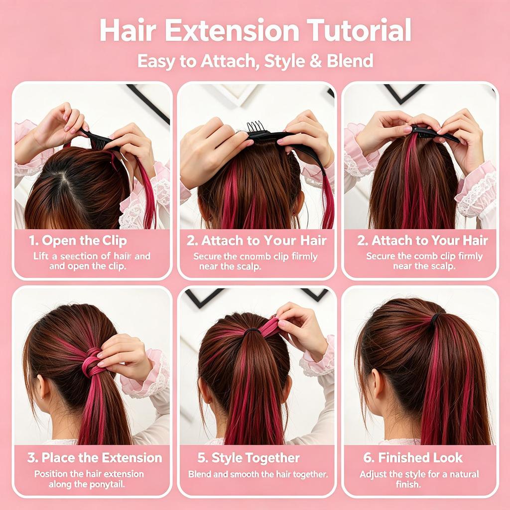 Synthetic Straight Ponytail Hair Extension With Velcro Wrap Design, 60cm Long Sleek Wrap Around Ponytail For Women Girls