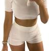Women's Rib Knit Shorts Slim Fit Workout Gym Shorts High Waist Tummy Control Biker