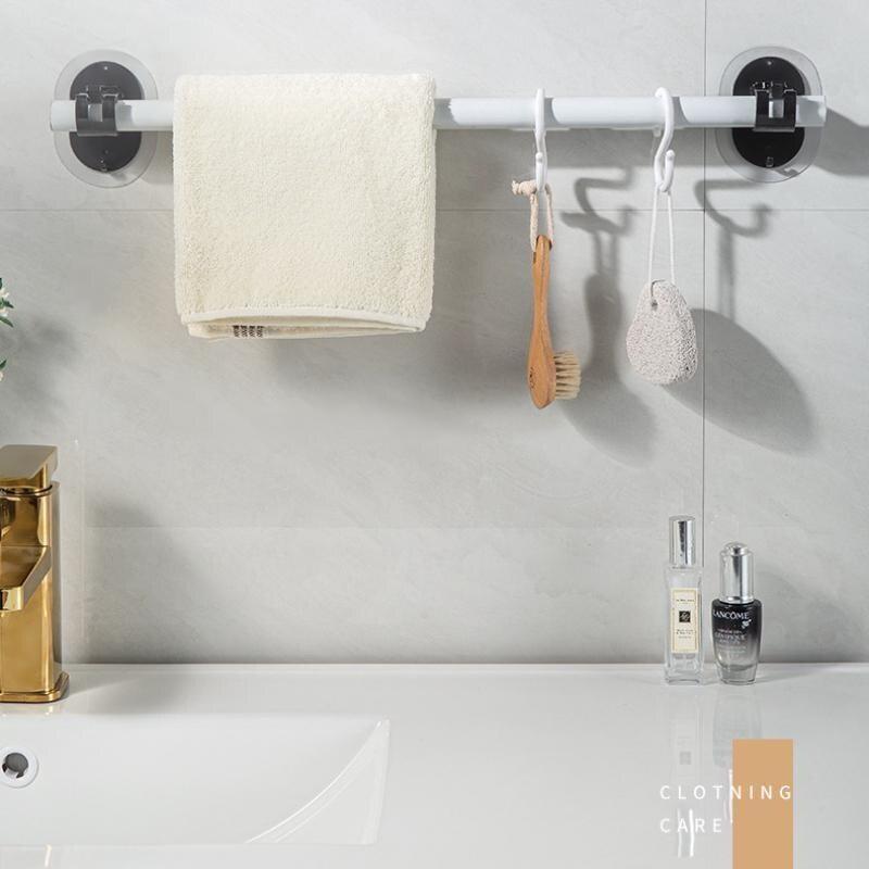 2pcs Self-adhesive Hooks Non Perforated Curtain Rod Clamp Hooks Shower Curtain Rod Hanger Brackets Household Fixed Clamp Hanger