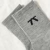 New Women's Spring and Autumn Embroidery Bow Mid-calf Socks Combed Cotton Women's Socks