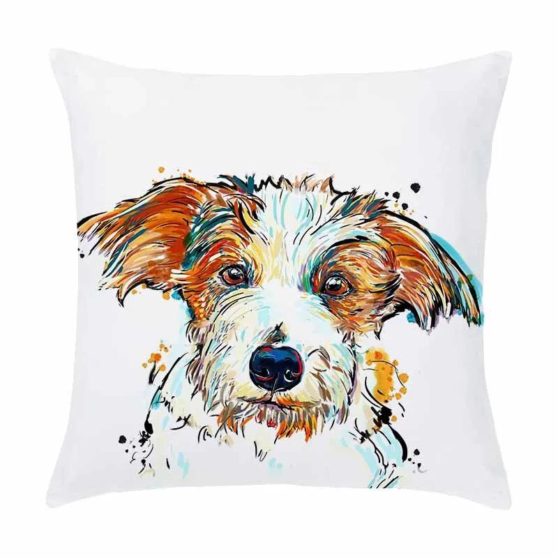Customizable Home Square Soft Sofa Bed Pillow Cover Painted Dog Decorative Cartoon Puppy