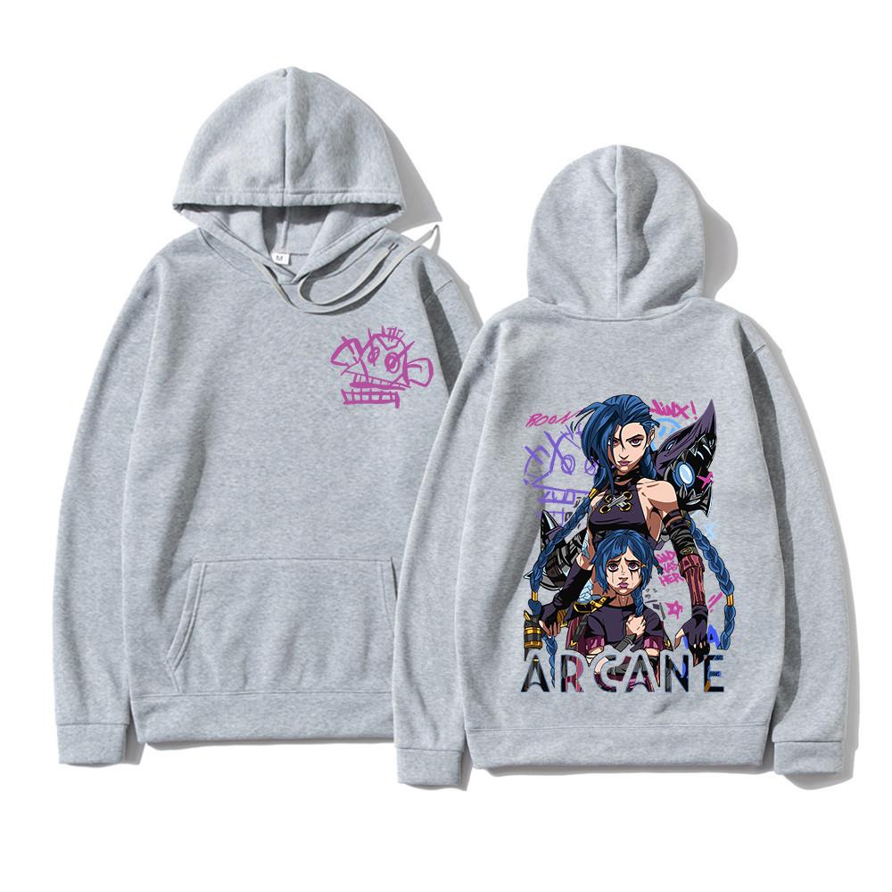 Arcane Jinx Hoodie Fashion Men Harajuku Anime Rabbit Monkey Hoodies Unisex Funny Cute Cartoon Bunny Pullovers Sweatshirts Hoodys