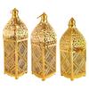 LED Candle Lantern With Moroccans Design Hollow Ramadans Metal Hanging Lamp For Tabletop Garden And Religious Setting