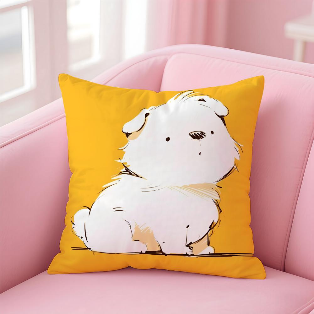 Fluffy Cute Art Adorable Puppy Cushion Cover Pillow Case Soft Skin Friendly Fabric Concealed Zipper
