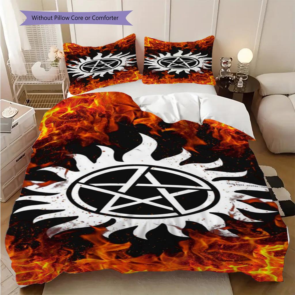 Supernatural Mysteries Bedding (1 * Duvet Cover + 2 * Pillowcase, Without Core) 2D Flat Christmas Birthday Gift Duvet Cover and Pillowcase