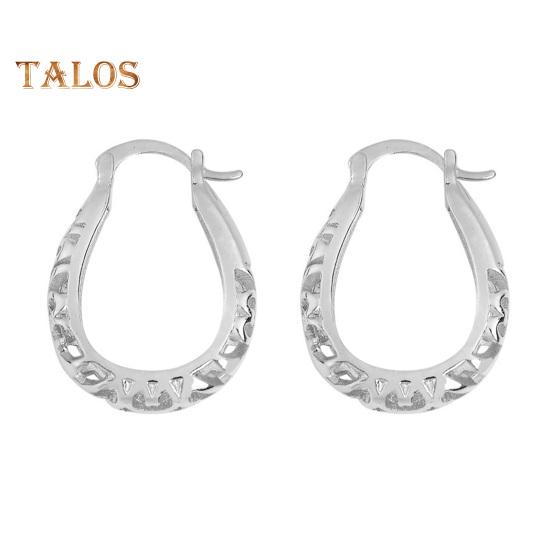 1 Pair Women Hoop Earrings U-shape Hollow Out Floral American Exaggerated Style Hanging Earrings Prom Party Dangling Earrings