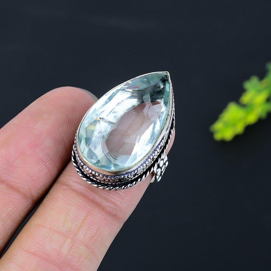 Aqua Apatite Gemstone 925 Sterling Silver Gift Jewelry Ring Size 7