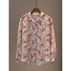 Women's Lightweight Floral Print Spring Summer Linen Top